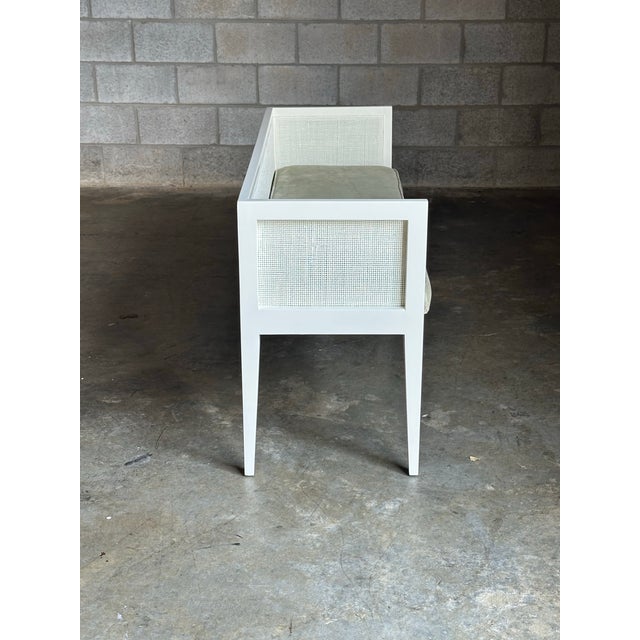 1960s Edward Wormley for Dunbar Style Cane and Wood Window Bench For Sale - Image 10 of 12