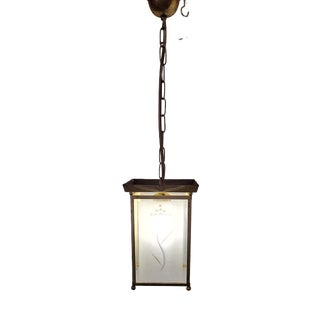 Vintage German Hanging Lamp in Lantern Shape, 1920s For Sale