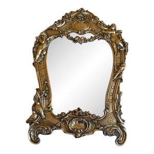 1900s Sterling Silver Jr .925 Art Nouveau Ornate Angel Cherub Bird Flowers Picture Photo Frame
