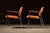 Mid 20th Century Pair of Delwood Mid Century Orange Vinyl Armchairs For Sale - Image 5 of 10