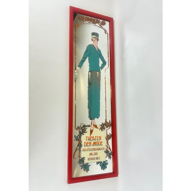 Art Deco Style Advertising Mirror, 1950s, in Good conditions. Designed 1920 to 1949