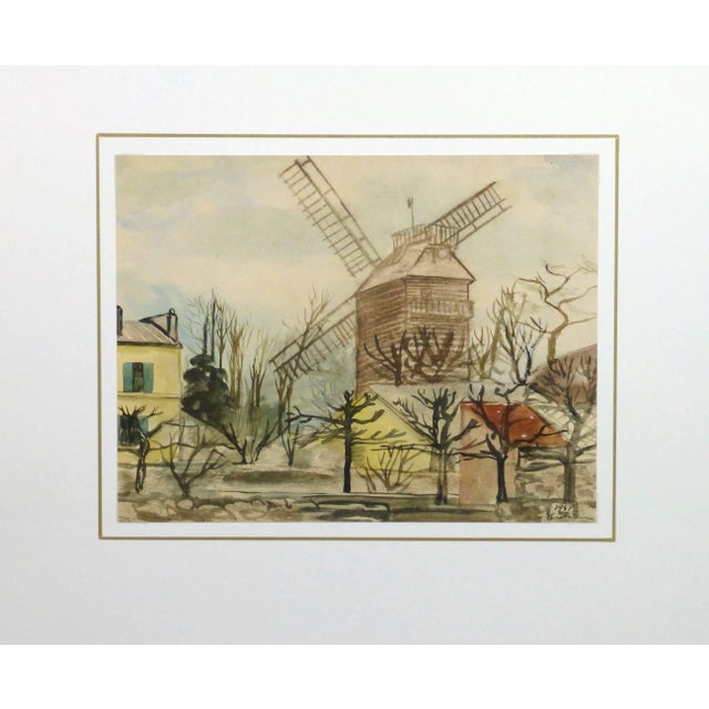 R. Holstein, Vintage French Watercolor Landscape - Moulin De La Galette, Paris For Sale - Image 4 of 5