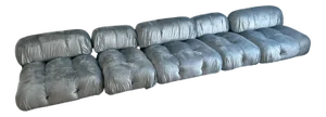 Camaleonda Modular Sofa in Blue Crushed Velvet by Mario Bellini for B&B Italia, 1970s, Set of 5
