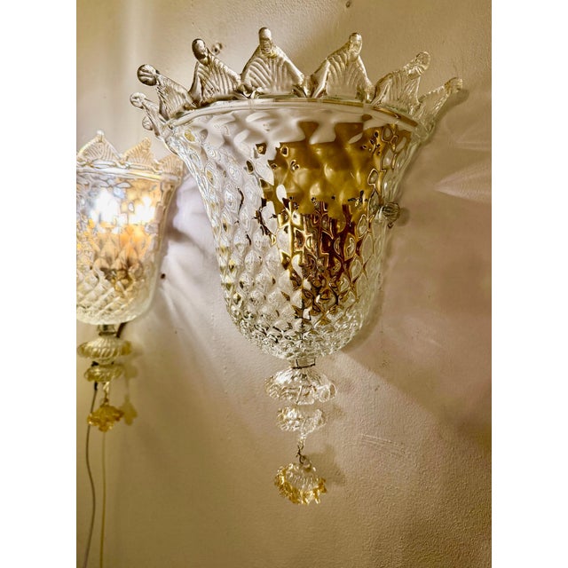 Wall Lighting in Gold Glass Murano by Barovier & Toso, Italy, 1980, Set of 2 For Sale - Image 4 of 10