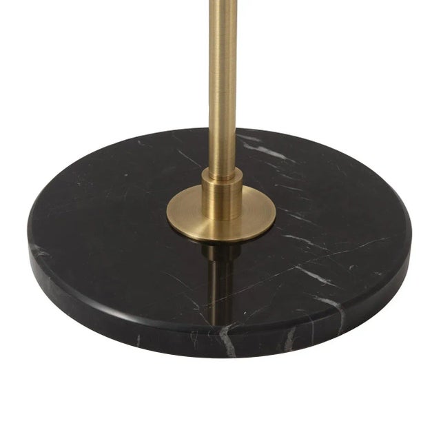 Metal Rancho Mirage Floor Lamp - Matte Black & Gold-Leaf Shade, Weathered Brass, Black Marble Base, Dimmer For Sale - Image 7 of 12