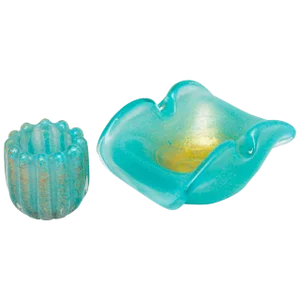 Azure and Gold Murano Ashtray and Cigarette Placement