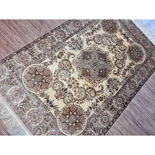 1970s Handmade Vintage Turkish Kayseri Rug 4.3' X 6.7' For Sale - Image 11 of 12