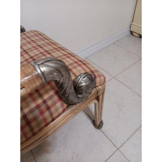 Vintage Bamboo Rattan Dining Armchair Metal Accents Set of 4 For Sale - Image 9 of 14