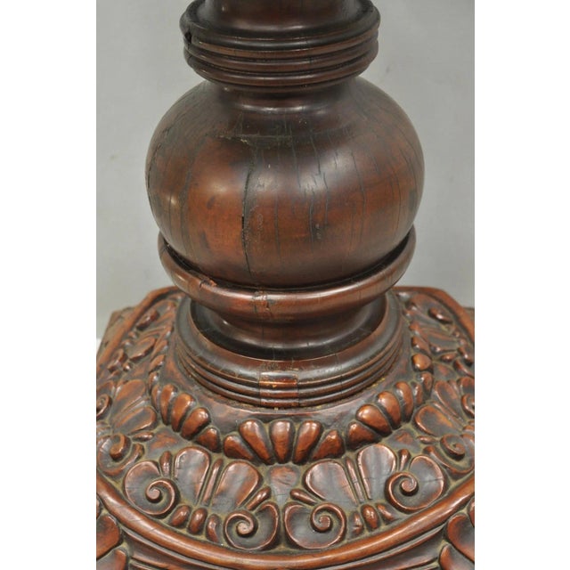 Antique American Empire Carved Mahogany Cannonball Paw Foot Pedestal Table Base For Sale - Image 14 of 18