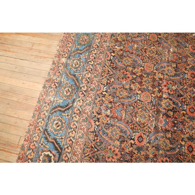 a late 19th century Worn Persian Bakshaish Square Carpet Details rug no. j3973 size 7' 1" x 8' (216 x 244 cm)