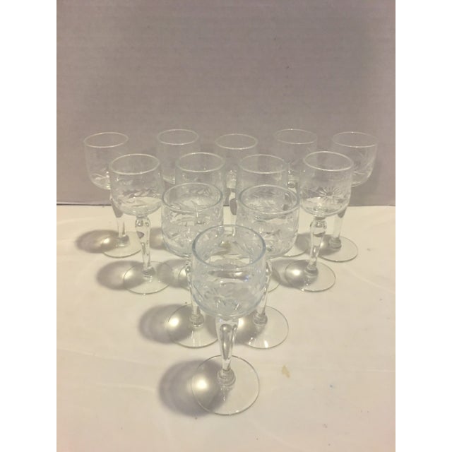 Vintage Crystal Etched Cordial Glasses Set of 12 Chairish