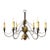 Mid-Century Arts & Crafts Bill Huebbe Wrought Iron Leaf & Acorn 6 Arm Chandelier For Sale