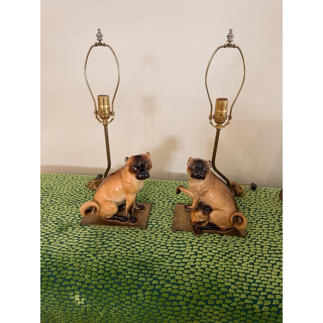 French Pair Meissen Porcelain Pug Dogs & One With Child For Sale - Image 3 of 11