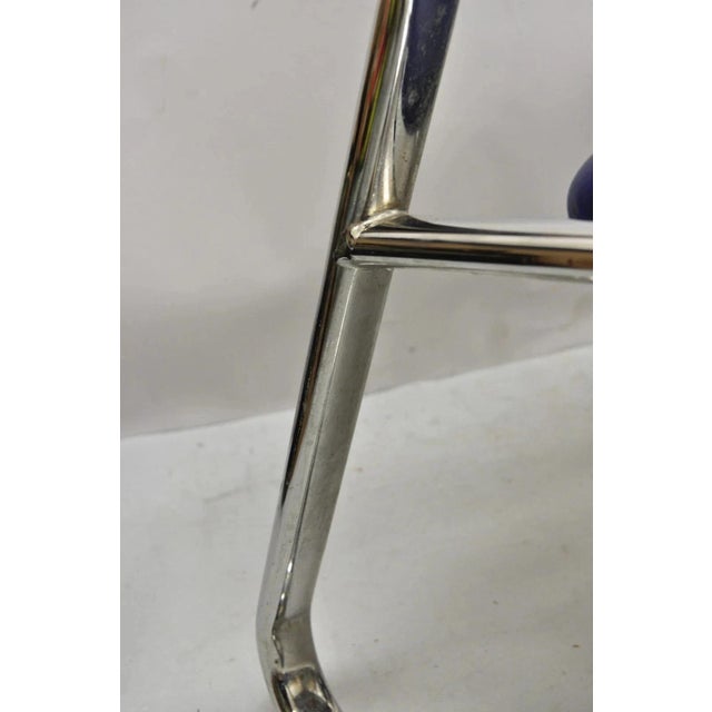 Blue Vintage Lawsonia Stylex Mid Century Modern Blue Chrome Lounge Chairs - A Pair For Sale - Image 8 of 10