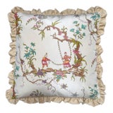 Scalamandre Chinoiserie Toile Silk Down Pillow For Sale
