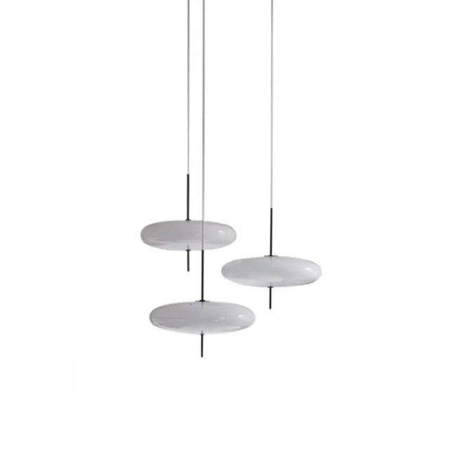 Model 2065 Ceiling Lamp with White Diffuser and Black Hardware by Gino Sarfatti Set of 3 For Sale - Image 6 of 7