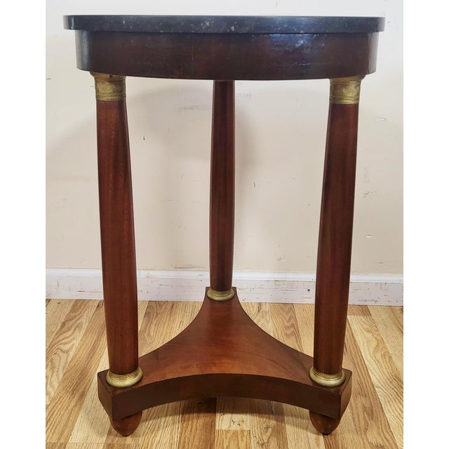 Antique French Round Directoire Bronze & Marble Top Empire Gueridon Side Table For Sale - Image 4 of 13