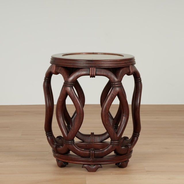 Pair of Vintage Chinese Carved Wood Garden Seats or Stands For Sale - Image 9 of 14