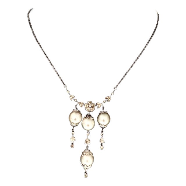 Diamond South Sea Pearl Necklace 18k Gold Certified For Sale