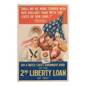 1917 World War One American Poster - Shall We Be More Tender With Our Dollars Than With the Lives of Our Sons? (Linen-Backed)