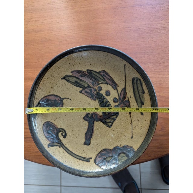 Vintage Ceramic Otagiri 10" Dinner Plate Set of 4 Tan with Abstract Green For Sale - Image 4 of 13