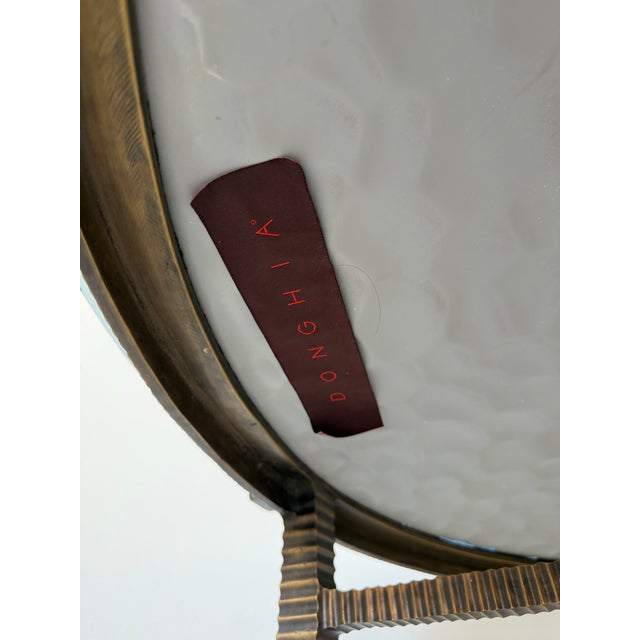Modern Donghia Sculptural Bronze Base & Ribbed Blue Lucite Coffee Table For Sale In Miami - Image 6 of 12