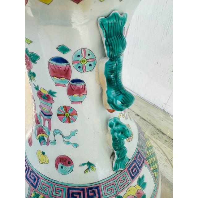 Large Vintage Chinoiserie Vase For Sale - Image 4 of 9