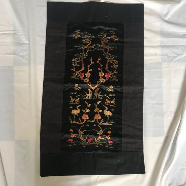 Vintage Asian Embroidered Silk Crane Textile For Sale - Image 10 of 10