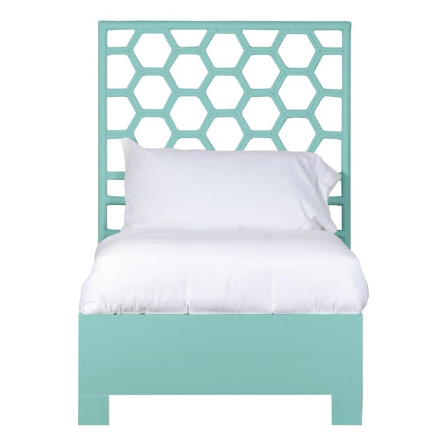 Honeycomb Platform Bed Twin, Turquoise For Sale