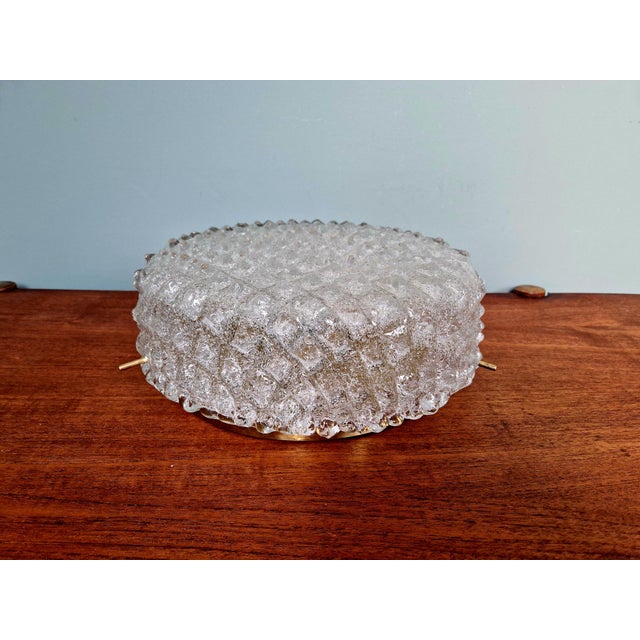 Large Ceiling Light in Brass and Frosted Glass from Hillebrand Lightning, 1970s For Sale - Image 6 of 17