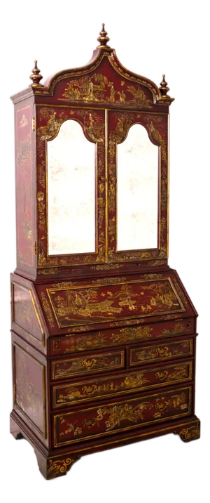 Maitland-Smith Chinoiserie Decorated Secretary Desk Cabinet