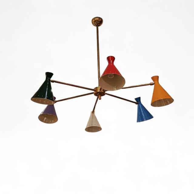 Metal Vintage Pendant Lamp from Stilnovo, Italy, 1970s For Sale - Image 7 of 7