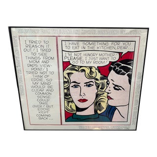 Roy Lichtenstein Walker Art Center Eddie Diptych Lithograph Framed For Sale