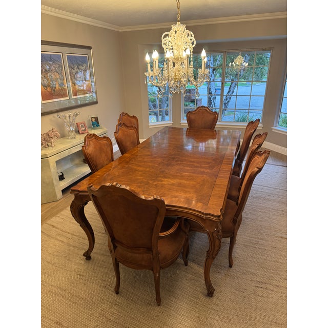 1980s Karges Vintage Dinning Room Table 48 X 72 Expands to 132 Included 8 Chairs and 3 Inserts (Leaves) For Sale In Los Angeles - Image 6 of 9