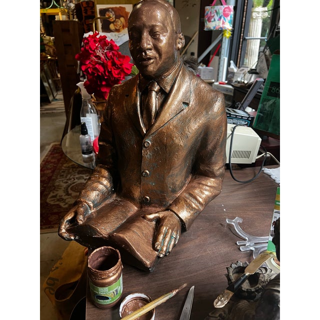 1970s 1970s Large Bronze Martin Luther King Jr. Metal Sculpture For Sale - Image 5 of 5