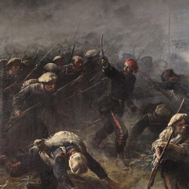 H.P., Great Battle of the 19th Century, 1880, Oil on Canvas For Sale - Image 11 of 16