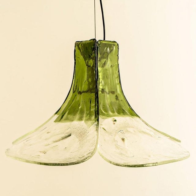 Metal Green and Clear Glass Pendant Lamp by Carlo Nason for Mazzega, 1960 For Sale - Image 7 of 18