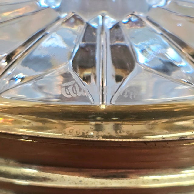 Waterford Crystal Overture Hurricane Table Lamp With Brass Base 11.5" For Sale - Image 11 of 15