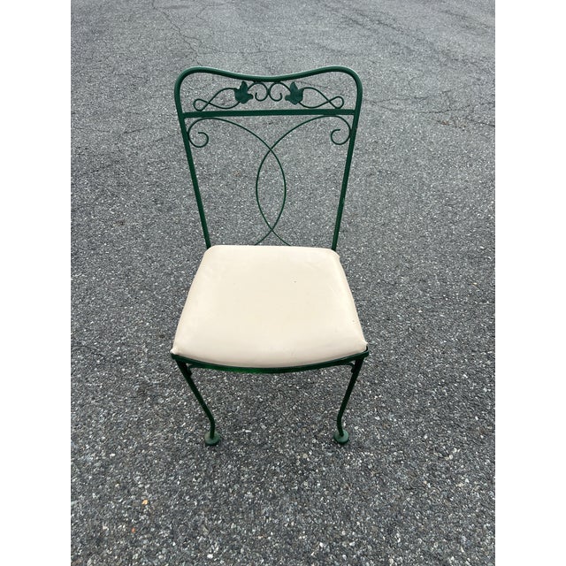 Green 1960s oodard 7 Piece Wrought Iron Patio Set Glass Table and 6 Chairs, Attributed For Sale - Image 8 of 10