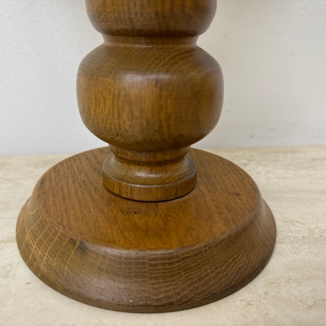Brown Vintage Brutalist Glass Table Lamp with Oak Wooden Base, 1970s For Sale - Image 8 of 18