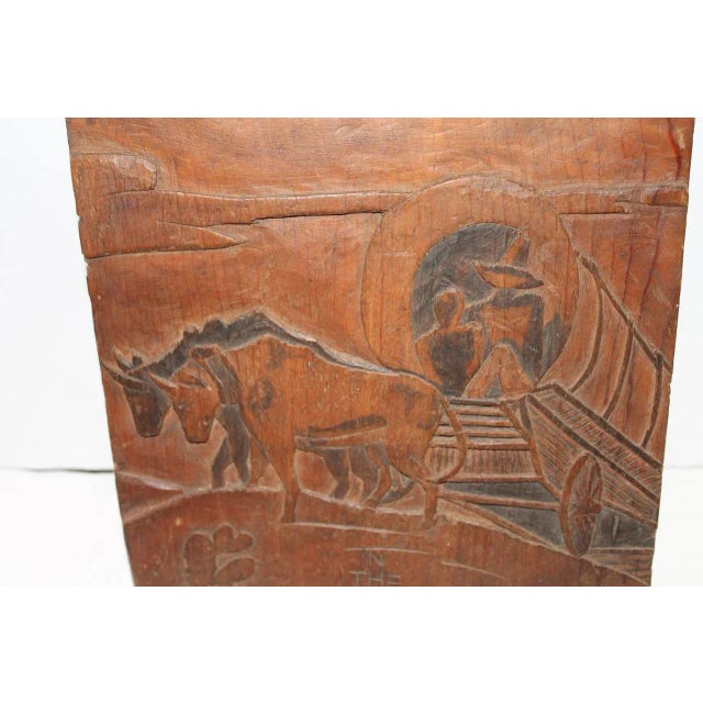 This cool carving is signed and dated, 1949. It is carved in the days of 49. The reverse is a hand-painted and carved...