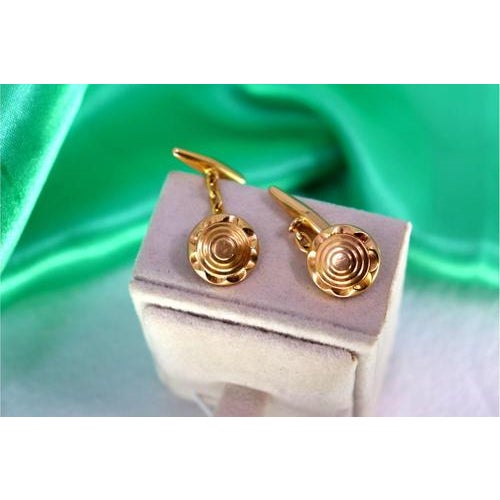 Gold Cufflinks with Gradient Reliefs, Set of 2 For Sale - Image 5 of 6