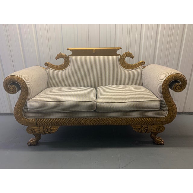 Liberace Estate American Classical Style Carved Giltwood Settee Loveseat For Sale - Image 12 of 12