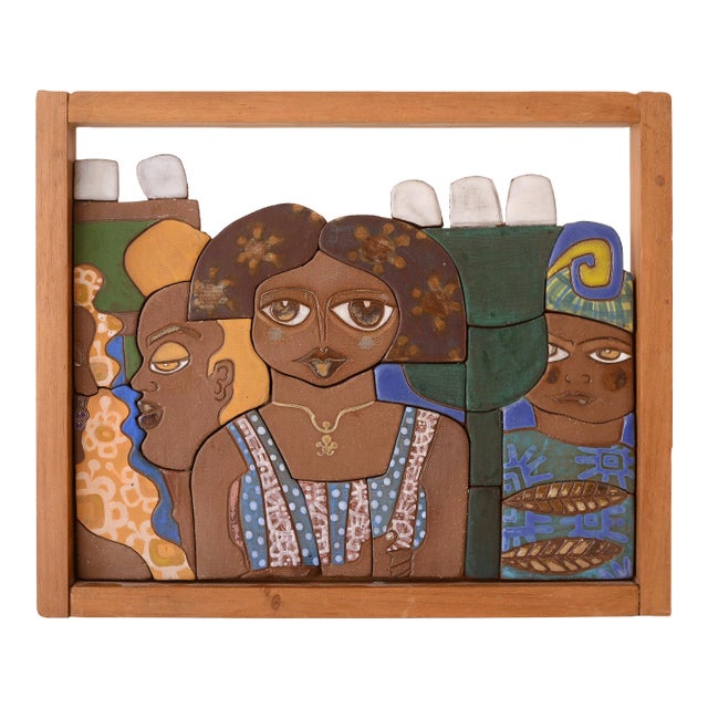 Vintage Ceramic Wall Sculpture - African American Graffiti Art For Sale