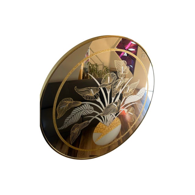 Postmodern 1980s Richard Sandoval Windsor Wall Octagon Brass Mirror Flowers Vase For Sale In Palm Springs - Image 6 of 11