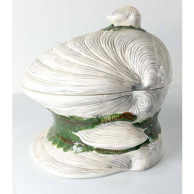 20th Century Vintage Italian Style Ceramic Covered Dish In Seashell 