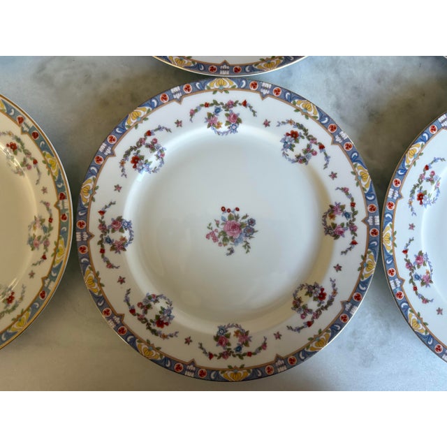 Vintage Meito China Hand Painted Floral Dinner Plates - Set of 6 For Sale - Image 4 of 12