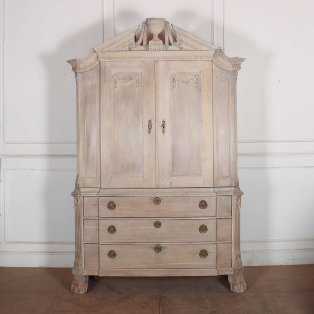 Dutch Linen Cabinet in Bleached Oak For Sale - Image 12 of 12