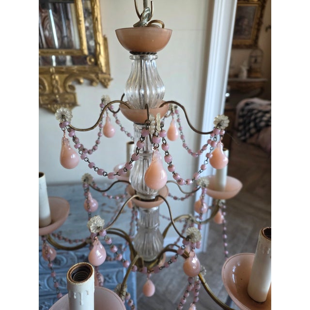 Pink Opaline Chandelier For Sale - Image 11 of 13