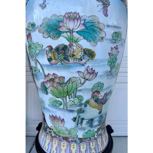 Rose 1930s Pair of Monumental Chinese Famille Rose Canton Gold Gilt Palace Vases For Sale - Image 8 of 18